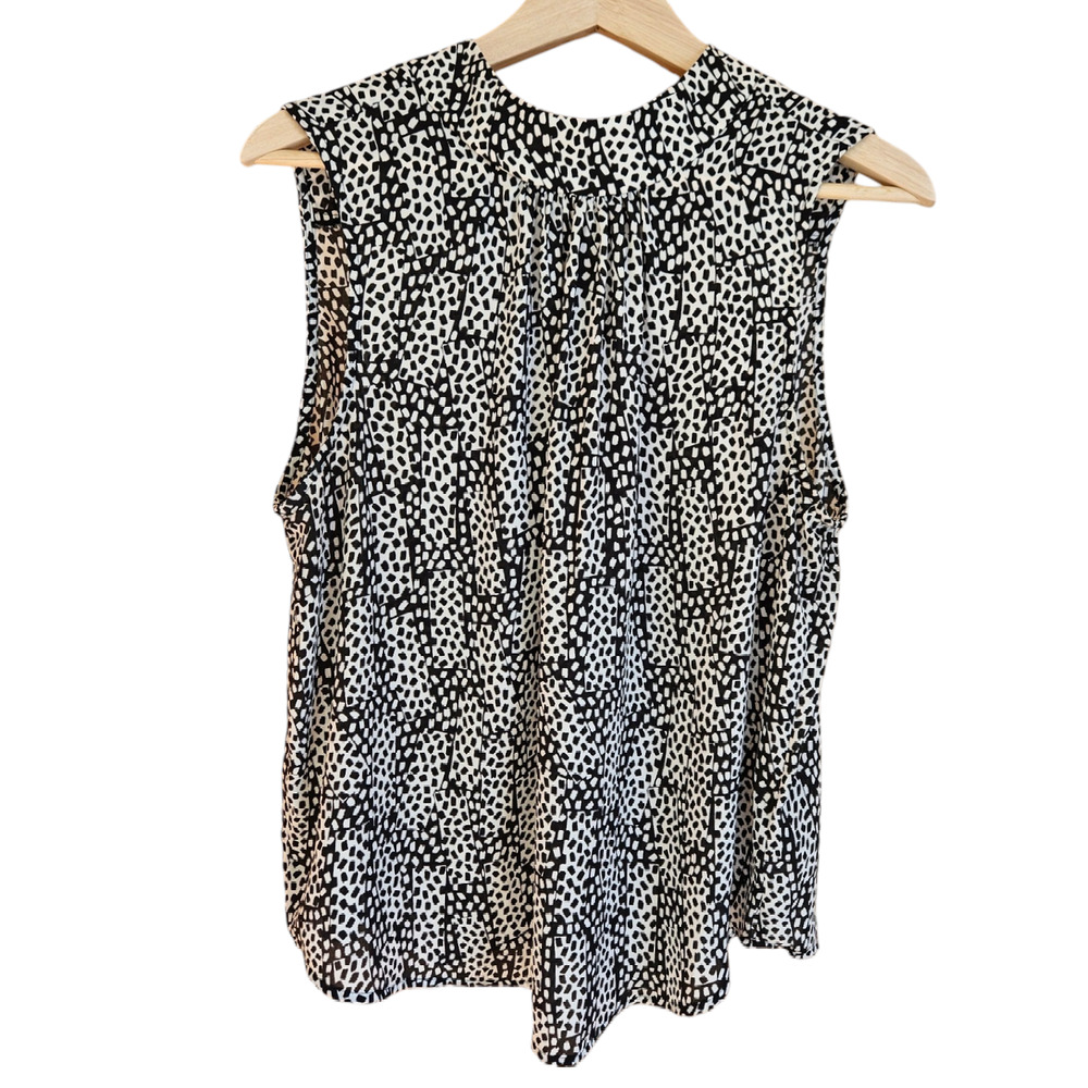 Who What Wear Sleeveless Blouse Black White Women's XLarge